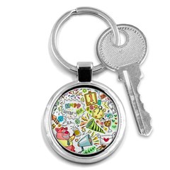 Doodle New Year Party Celebration Key Chains (round)  by Pakrebo