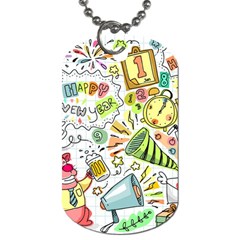 Doodle New Year Party Celebration Dog Tag (two Sides) by Pakrebo