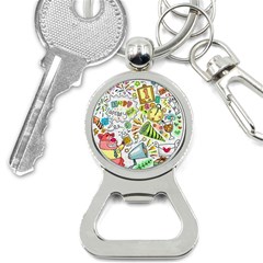 Doodle New Year Party Celebration Bottle Opener Key Chains by Pakrebo