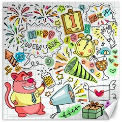 Doodle New Year Party Celebration Canvas 20  X 20  by Pakrebo