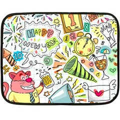 Doodle New Year Party Celebration Double Sided Fleece Blanket (mini)  by Pakrebo