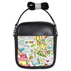 Doodle New Year Party Celebration Girls Sling Bag by Pakrebo