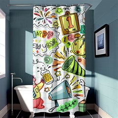 Doodle New Year Party Celebration Shower Curtain 36  X 72  (stall)  by Pakrebo