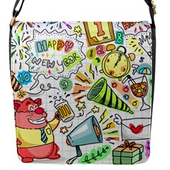 Doodle New Year Party Celebration Flap Closure Messenger Bag (s) by Pakrebo