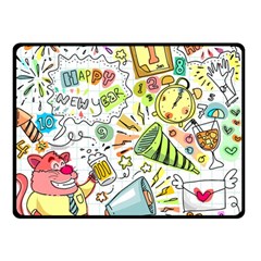 Doodle New Year Party Celebration Double Sided Fleece Blanket (small)  by Pakrebo