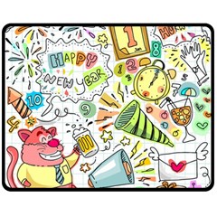 Doodle New Year Party Celebration Double Sided Fleece Blanket (medium)  by Pakrebo