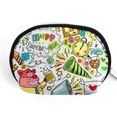 Doodle New Year Party Celebration Accessory Pouch (medium) by Pakrebo