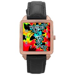 Fractal Mandelbrot Art Wallpaper Rose Gold Leather Watch  by Pakrebo