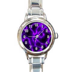 Purple Pattern Background Structure Round Italian Charm Watch