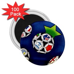 Textile Football Soccer Fabric 2 25  Magnets (100 Pack)  by Pakrebo