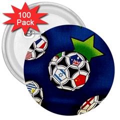 Textile Football Soccer Fabric 3  Buttons (100 Pack)  by Pakrebo