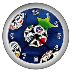 Textile Football Soccer Fabric Wall Clock (silver) by Pakrebo