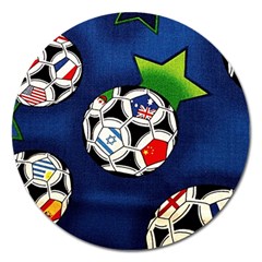 Textile Football Soccer Fabric Magnet 5  (round) by Pakrebo