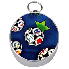 Textile Football Soccer Fabric Silver Compasses by Pakrebo