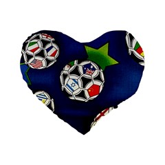 Textile Football Soccer Fabric Standard 16  Premium Flano Heart Shape Cushions by Pakrebo