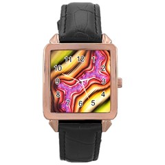 Fractal Mandelbrot Art Wallpaper Rose Gold Leather Watch  by Pakrebo