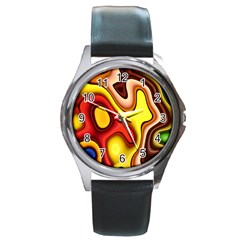 Pattern Background Structure Round Metal Watch by Pakrebo