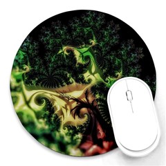 Fractal Cauliflower Green Rendered Round Mousepads by Pakrebo