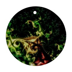 Fractal Cauliflower Green Rendered Ornament (round) by Pakrebo