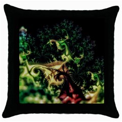 Fractal Cauliflower Green Rendered Throw Pillow Case (black) by Pakrebo