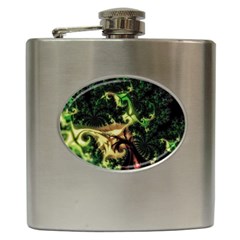 Fractal Cauliflower Green Rendered Hip Flask (6 Oz) by Pakrebo