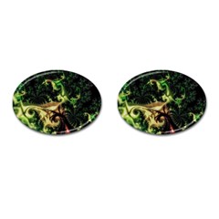 Fractal Cauliflower Green Rendered Cufflinks (oval) by Pakrebo