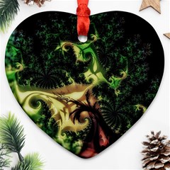 Fractal Cauliflower Green Rendered Heart Ornament (two Sides) by Pakrebo