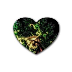 Fractal Cauliflower Green Rendered Heart Coaster (4 Pack)  by Pakrebo