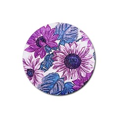 Fabric Flowers Floral Design Rubber Coaster (round)  by Pakrebo