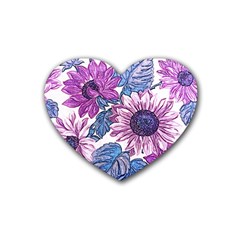 Fabric Flowers Floral Design Rubber Coaster (heart)  by Pakrebo