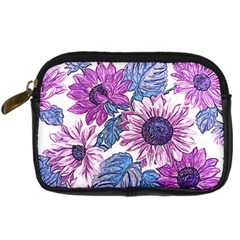 Fabric Flowers Floral Design Digital Camera Leather Case by Pakrebo