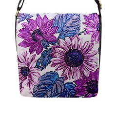 Fabric Flowers Floral Design Flap Closure Messenger Bag (l) by Pakrebo