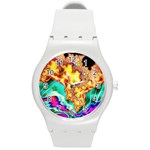 Fractal Mandelbrot Art Wallpaper Round Plastic Sport Watch (M) Front