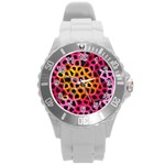 Mosaic Structure Pattern Background Round Plastic Sport Watch (L) Front