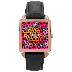 Mosaic Structure Pattern Background Rose Gold Leather Watch  by Pakrebo