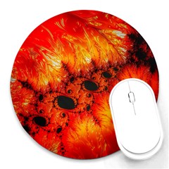 Red Fractal Mandelbrot Art Wallpaper Round Mousepads by Pakrebo