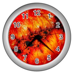 Red Fractal Mandelbrot Art Wallpaper Wall Clock (silver) by Pakrebo