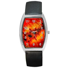 Red Fractal Mandelbrot Art Wallpaper Barrel Style Metal Watch by Pakrebo