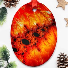 Red Fractal Mandelbrot Art Wallpaper Oval Ornament (two Sides) by Pakrebo