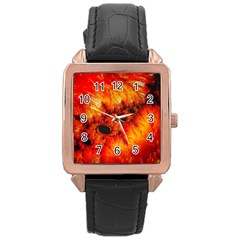 Red Fractal Mandelbrot Art Wallpaper Rose Gold Leather Watch  by Pakrebo