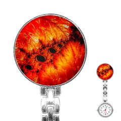 Red Fractal Mandelbrot Art Wallpaper Stainless Steel Nurses Watch by Pakrebo