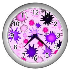 Inks Drops Black Paint Design Wall Clock (silver) by Pakrebo