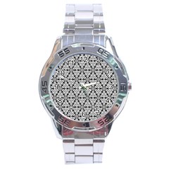 Ornamental Checkerboard Stainless Steel Analogue Watch by Mariart