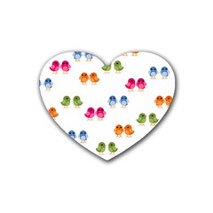 Pattern Birds Cute Heart Coaster (4 Pack)  by Mariart