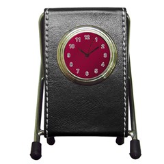 Red Black Pattern Background Pen Holder Desk Clock by Mariart