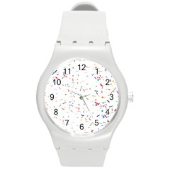 Ribbon Polka Round Plastic Sport Watch (m) by Mariart