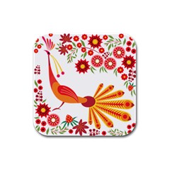 Peacock Pattern Rubber Square Coaster (4 Pack)  by Mariart