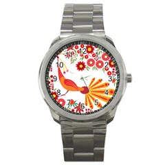 Peacock Pattern Sport Metal Watch by Mariart