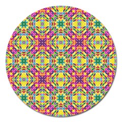 Triangle Mosaic Pattern Repeating Magnet 5  (round) by Mariart