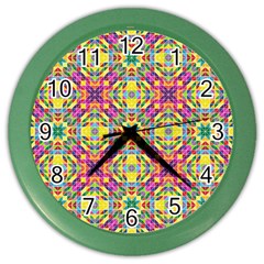 Triangle Mosaic Pattern Repeating Color Wall Clock by Mariart